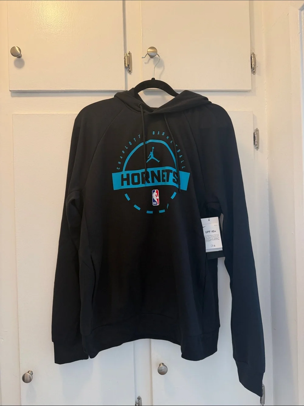 Jordan Black Hoodie with Teal Charlotte Hornets Logo
